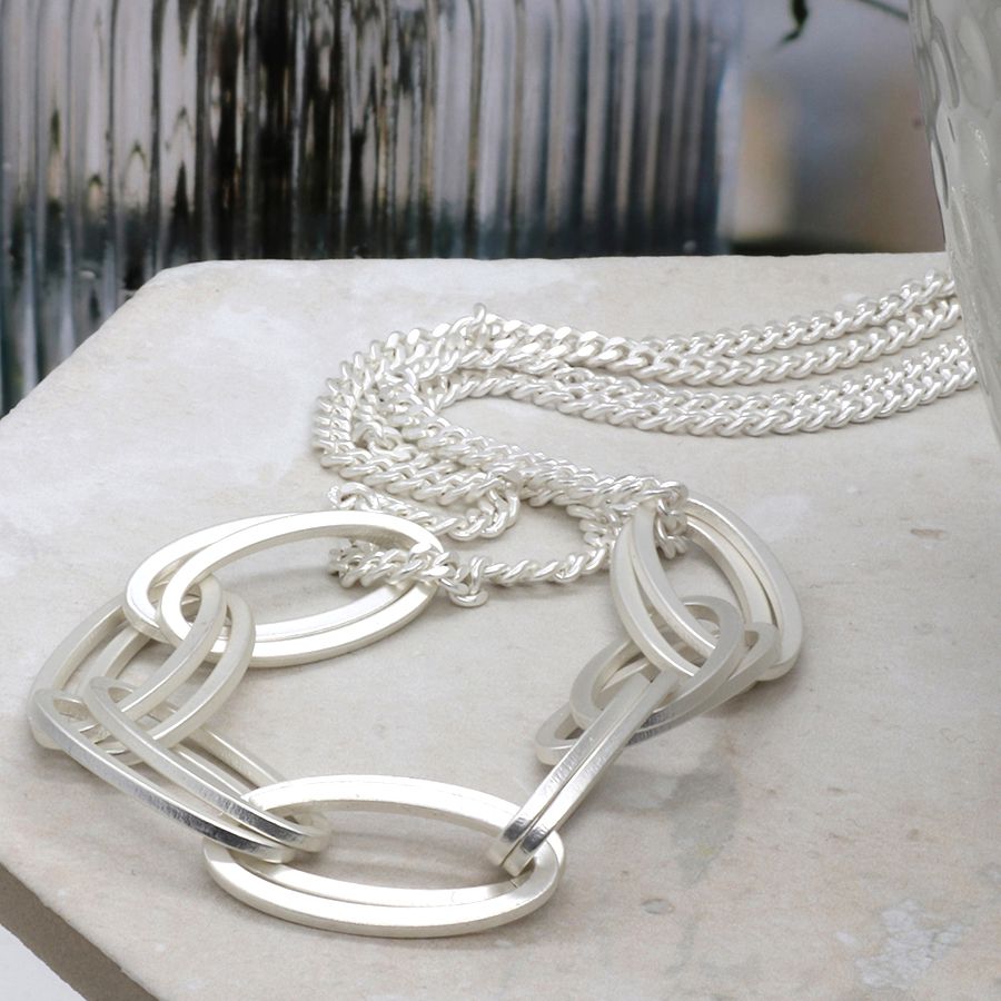 Silver chunky necklace on sale uk